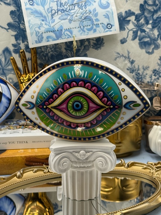 The Procuress Collection Other - 🆕 THE PROCURESS COLLECTION 🧿 All-Seeing Eye Paperweight - Vibrant Teal & Gold